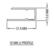10 MM ALUMINUM U PROFILE SIZING CHART
