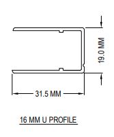 16 MM ALUMINUM U PROFILE SIZING CHART
